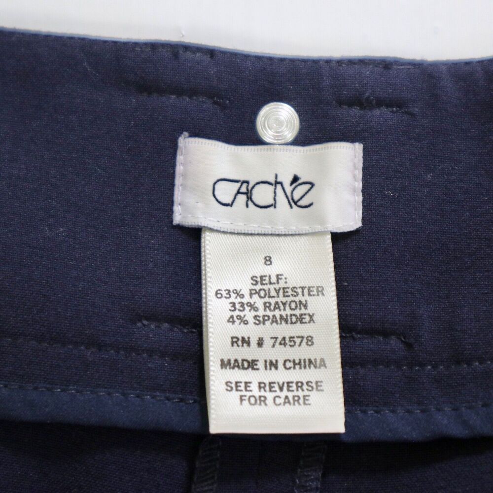 Vintage Cache Size 8 Crepe Woven Shorts Studded Detail Navy Blue - Picture 7 of 8